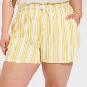 Torrid High Waist Yellow and White Striped Shorts